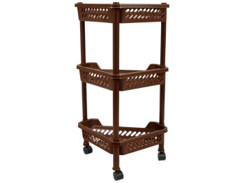 Этажерка угловая напольная трёхъярусная Консенсус, пластик, 40×28×70см, цвет коричневый