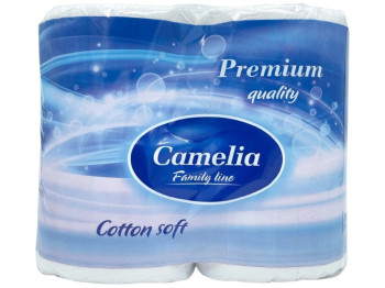 Папір туалетний Camelia Premium, 3 шари, 4 рулони, 161 лист, 100% целюлоза, колір білий