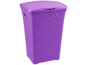 Кошик для білизни Rotang, з кришкою, пластик, 50л, 56×42,5×33,5см, колір фіолетовий