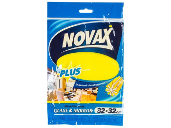 Салфетка микрофибра для стекла и зеркал Novax Plus 32х32см 1шт