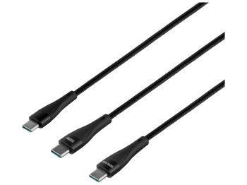 Кабель USB Hoco U102 Super 2 in1 Type-C to Type-C / Type-C 100W Цвет Чёрный