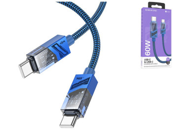 Кабель USB Borofone BU42 Octavia 60W Type-C to Type-C, 1,2м, колір Синiй