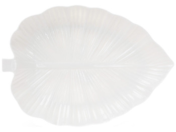 Блюдо фарфоровое сервировочное Лист, 36см, цвет – белый