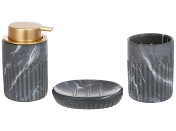Набор для ванной: дозатор 350мл, стакан, мыльница, дизайн - серый мрамор (цена за набор 3 предмета)