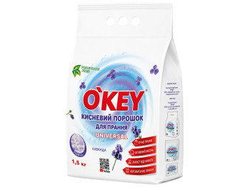 Стиральный порошок кислородный, O'key Universal, активатор для стирки от 30 °C, лаванда, 1,5 кг