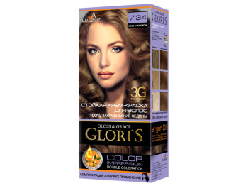 Крем-краска для волос на 2 применения Gloris Кофе с молоком 7.34