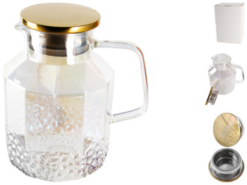 Графин стеклянный с металлической крышкой, 1,6л