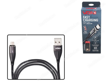 Кабель магнітний VOIN USB - Micro USB 3А, 1m, black (швидка зарядка/передача даних)