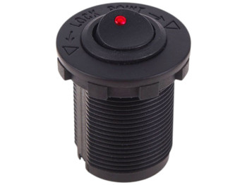 Кнопка врізна в планку, 12V, 20A, із червоним індикатором, пластик