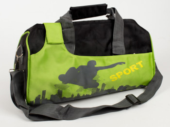 Сумка спортивна чорна з салатовим вставками "SPORT"