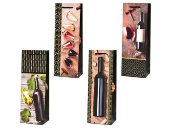 Пакет подарочный бумажный под бутылку Wine time, 36x13x8см
