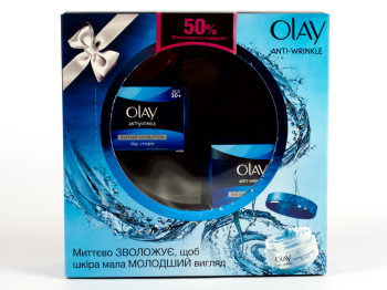 Подарунковий набір Olay "Anti-Wrinkle" крем денний зволож. 50мл+крем нічний зволож. 50мл