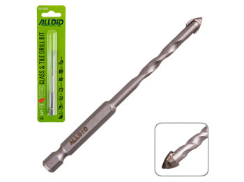 Свердло Alloid по склу, кераміці, HEX 1/4", 5мм, 95мм