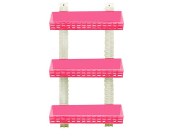 Полиця R plastic Ротанг, пряма, 3 яруси, рожева, 13306