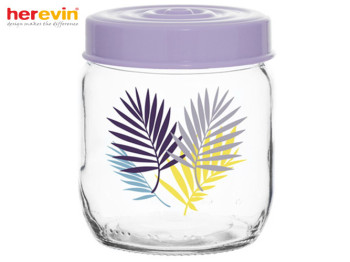 Банка скляна Herevin "Fiolet Leaf" з пластиковою кришкою 425мл 63235
