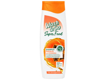 Шампунь Wash and Go Super Food, папая та моринга, для пошкодженого волосся, 400 мл