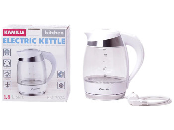 Чайник электрический Kamille стеклянный с синей LED подсветкой 1850-2200Вт 1,8л