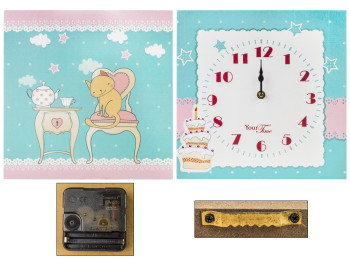 Часы настенные детские на полотне В гостях МДФ 56х28см