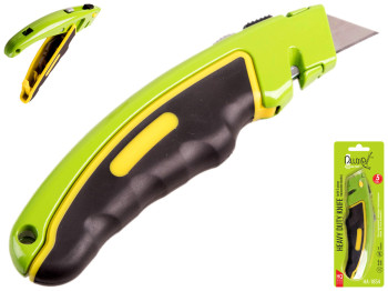 Нож алюминиевый Alloid с выдвижным трапециевидным лезвием (5шт) прорезиненный