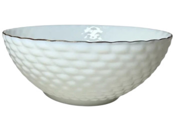 Салатник рифлений, склокераміка, 17,6 см, колір білий із золотом