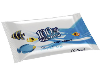 Вологі серветки "100% чистоти" "З ароматом морської свіжості" 10шт