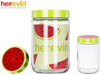 Банка стеклянная Herevin "Watermelon" с пластиковой крышкой 660мл 42995