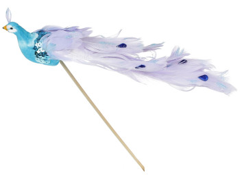 Декоративний птах Павич, 22см, колір – синій