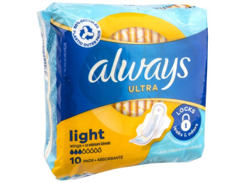 Прокладки ультратонкие Always Ultra Light, ароматизированные, 3капли, 10шт