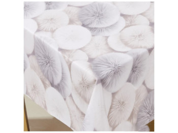 Клеенка Lino, на тканевой основе, ПВХ, 1,37×20м, дизайн капли бело-серые (цена за рулон)