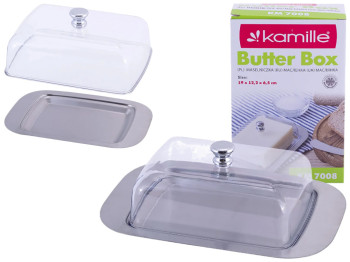 Маслянка Kamille нержавіюча сталь з пластиковою кришкою 18,5х12,5х6,5см