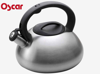 Чайник нержавеющая сталь со свистком "Oscar" 3л капсульное дно, механизм откр.свистка. Матовый