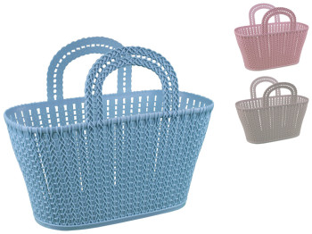 Сумка-корзинка с ручками пластиковая 33х15х26,5см (цвета ассорти)