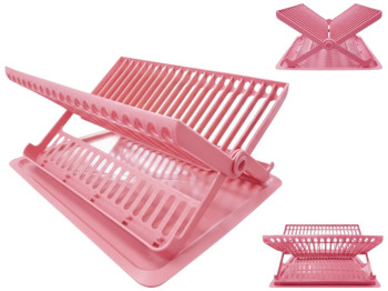 Сушилка для тарелок раскладная Консенсус, пластик, 42×33×18,5см, цвет розовый