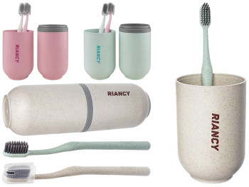 Набор для ванной дорожный в футляре (2 щетки) Riancy 7х7х21см