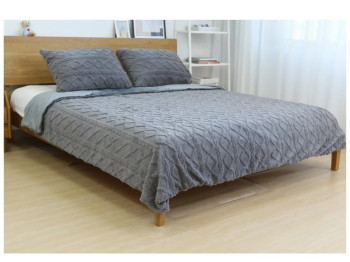 Комплект постельного белья Soho Romance, двуспальный, покрывало, 2 наволочки, цвет серый