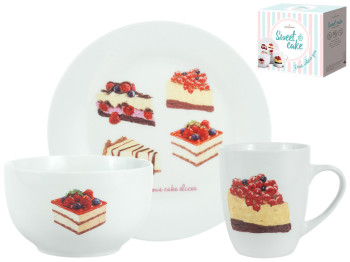 Набір посуду для сніданку фарфор Limited Edition Sweet Cake 3 предм. (чашка, тарілка, супник) 49865