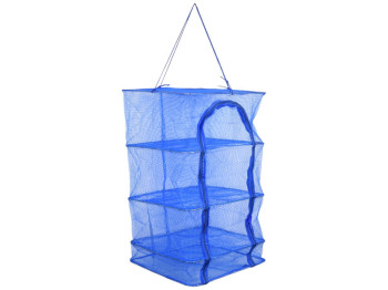 Сетка для сушки рыбы U, 3 яруса, усиленный каркас, металл, полиэстер, 35×35×65см, цвет синий