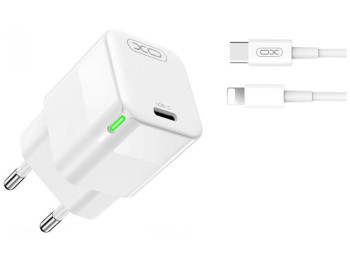 Сетевое Зарядное Устройство XO CE06 PD 30W GaN Type-C to Lightning Белый