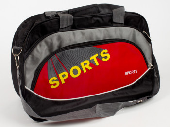 Сумка спортивная чёрная с красными вставками "SPORT"