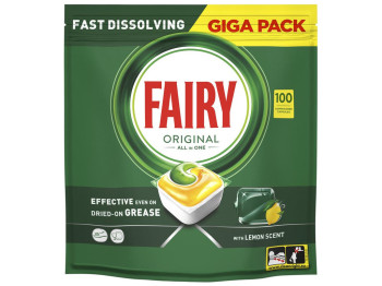 Капсули для посудомийних машин Fairy Original «Все в одному» з ароматом лимона, 100шт