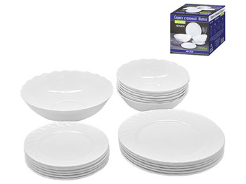 Сервиз столовый стеклокерамика Stenson Bianco 19 предметов