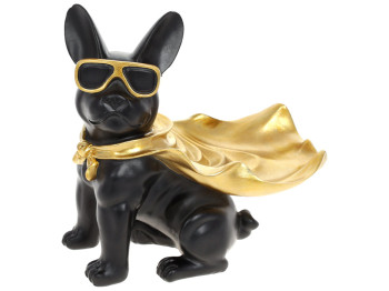 Декоративная статуэтка-подставка Бульдог, 23см, цвет – черный с золотом