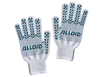 Рукавички трикотажні Alloid, із ПВХ білі, 7кл, 91г, без етикетки (765)