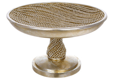 Блюдо декоративне на ніжці Pearl, полірезина, 22×13,5см, колір шампань