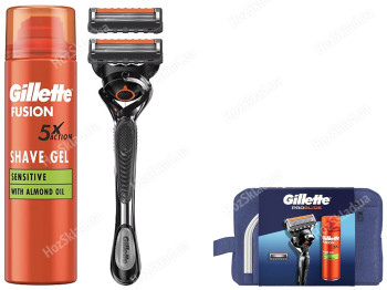 Подарочный набор Gillette Fusion Proglide (Бритва+2 картриджа+Гель для бритья, 200мл+косметичка)