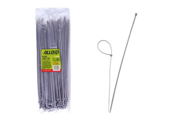 Стяжка пластиковая Alloid, серая, 4.8×300 мм, 100 шт