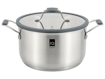 Кастрюля Iq Be Brave, 4.2 л, 22 см, с крышкой, цвет серый