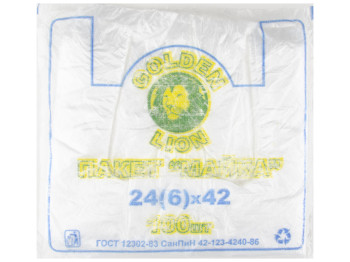 Кулек с ручками типа майка Лев (100шт) 24x42см 200гр