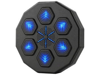 Тренажер боксерський музичний, настінний, ABS пластик, LED підсвічування, Bluetooth, 40см, чорний