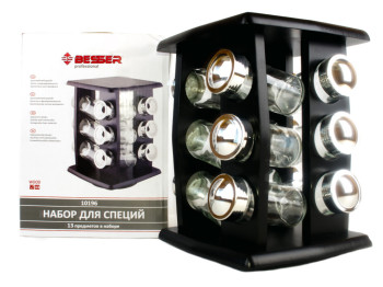 Ємність для спецій Besser на деревяній підставці (ціна за набір 12шт)